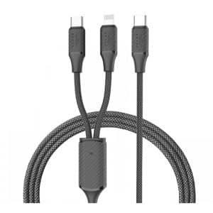برايف كيبل شحن وبيانات مزدوج USB الي Lightning و Type-c سريع 60وات BRAVE 2 in 1 60W Fast Charging Data Cable -1m