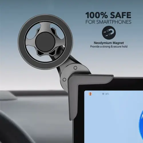 حامل هاتف السيارة الدوار 360° لزاوية الشاشة الامامية (أسود)