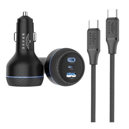 برايف شاحن سيارة سريع 160وات بثلاث منافذ أسود BRAVE Car Charger 3 Port 160W -Black