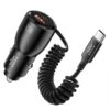 شاحن سيارة برايف سريع 110وات منفذين وكيبل مدمج أسود BRAVE 110W 2 Port Car Charger with Type-c cable