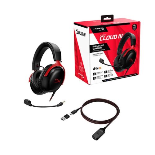 سماعة هايبر أكس كلاود 3 سلك (أحمر×أسود) HyperX Cloud III Wired (Black/Red)