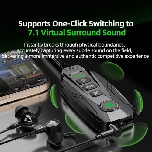 بيفا GS20 كارت صوت احترافي للألعاب+شحن سريع 60وات 4 اوضاع صوت PIVA GS20 USB-C Gaming Sound Card + 60W Fast Charging 4 EQ Audio Modes