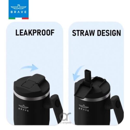 برايف كوب السفر المعزول تيمب جارد بمقبض دوار 180° (لون زيتي) BRAVE TempGuard Travel Mug – Featuring a 180° Swivel Handle