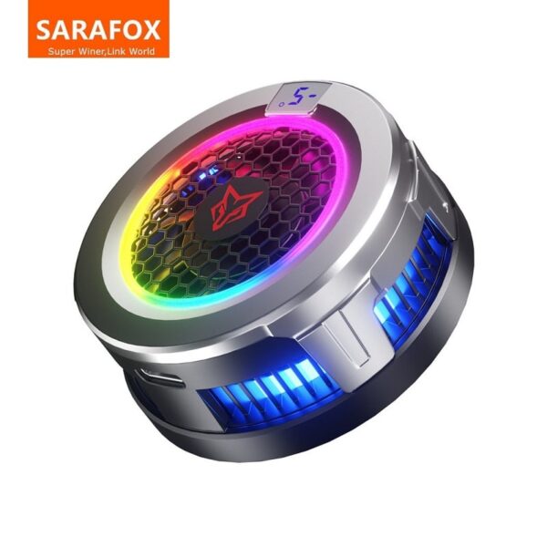 مروحة-تبريد-سارافوكس-sarafox-cooling-fan-B7.jpg مروحة تبريد سارافوكس B7 للهاتف مغناطيس + مشبك تثبيت خلفي Sarafox B7 Phone Cooler – Magnetic & Clip-On Cooling Fan