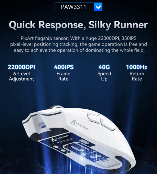 ماوس أتاك شارك X11 جيمينج ماوس لاسلكي مع قاعدة شحن ATTACK SHARK X11 Wireless Gaming Mouse with Charging Dock