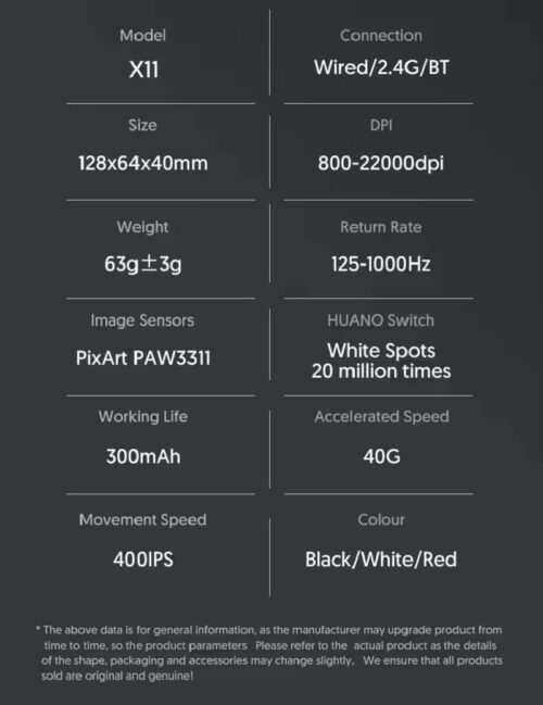 ماوس أتاك شارك X11 جيمينج ماوس لاسلكي مع قاعدة شحن ATTACK SHARK X11 Wireless Gaming Mouse with Charging Dock