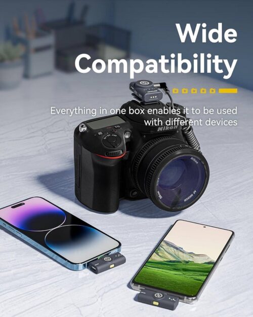 ميني ميكروفون لاسلكي هولي لاند لارك أم 2 كومبو Hollyland LARK M2 Wireless Microphone, (2TX+3RX), Compatible With Camera, iPhone, Android