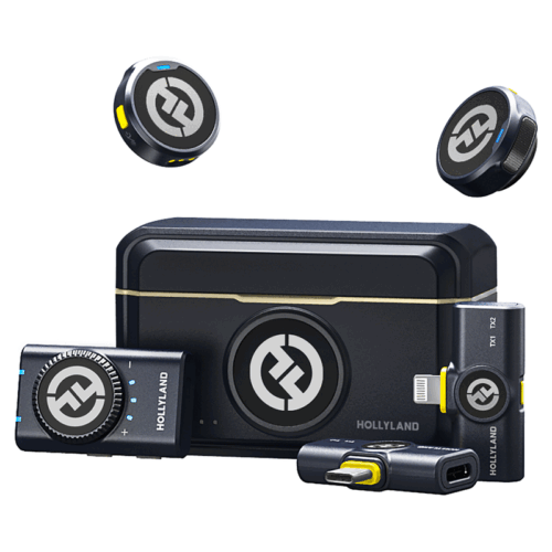 ميني ميكروفون لاسلكي هولي لاند لارك أم 2 كومبو Hollyland LARK M2 Wireless Microphone, (2TX+3RX), Compatible With Camera, iPhone, Android