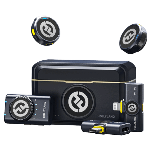 ميني ميكروفون لاسلكي هولي لاند لارك أم 2 كومبو Hollyland LARK M2 Wireless Microphone, (2TX+3RX), Compatible With Camera, iPhone, Android